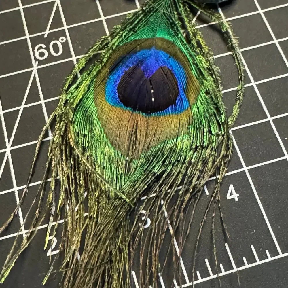 Silver Tone Peacock Feather Pendant Necklace Rhinestones Boho Statement Jewelry